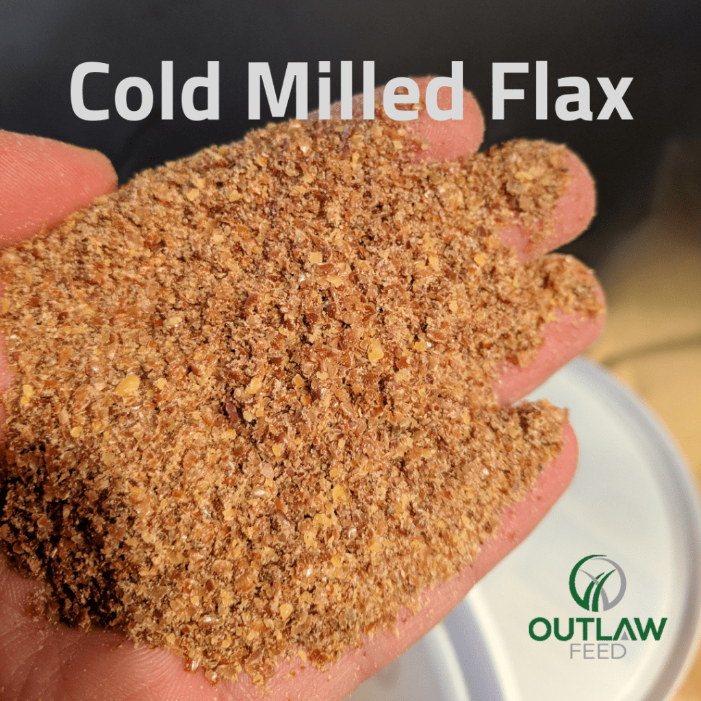 Fine, cold-milled flax meal used in Outlaw Nutrition's Stocked Up supplement for weaning stress support